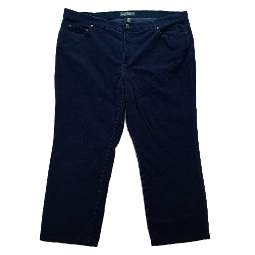 Lauren Ralph Lauren Corduroy Pant Women Plus 44x27, Tag 22W Navy Blue Stretch